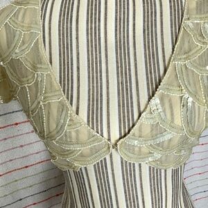 Betsey Johnson Cream scalloped elegant beaded shrug